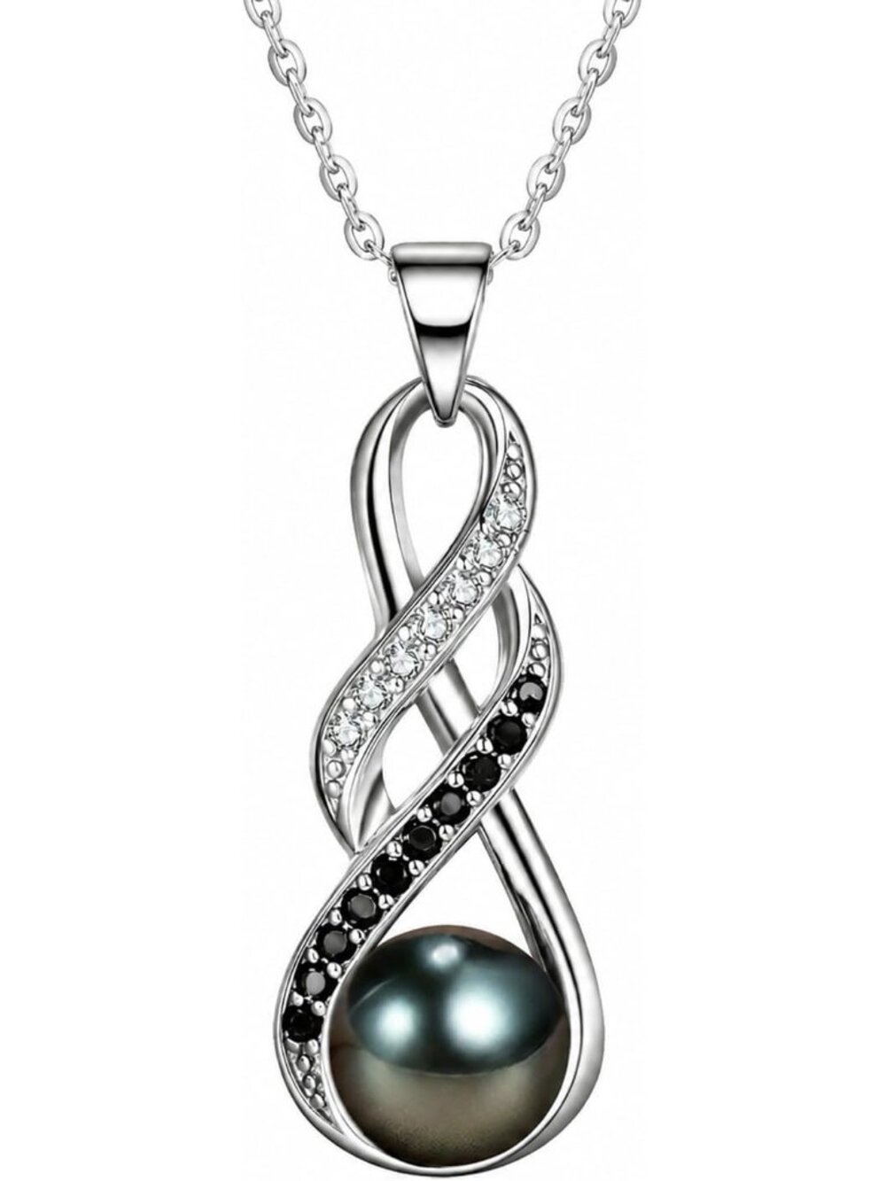 Elegant Tahitian Black Pearl Infinity Necklace - Perfect Gift for Her